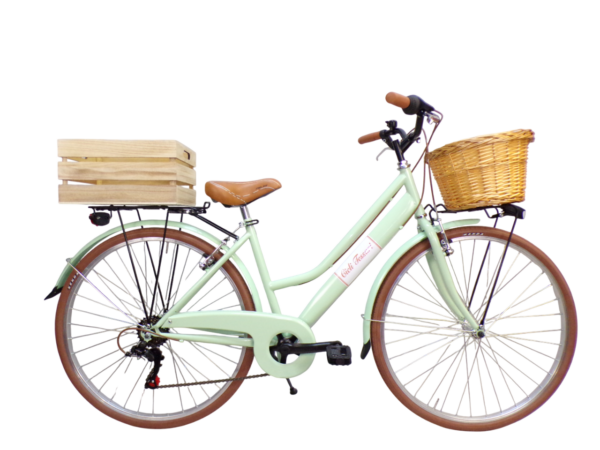 Cicli Tessari - bicicletta donna bici city bike da passeggio vintage 28  cesto vimini e cassetta