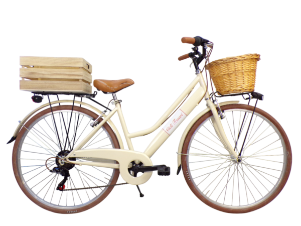Cicli Tessari - bicicletta donna bici city bike da passeggio vintage 28  cesto vimini e cassetta - immagine 4